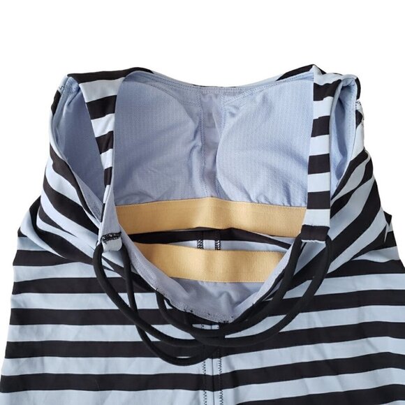 Lululemon Free To Be tank striped black and blue criss-cross back - Picture 5 of 9